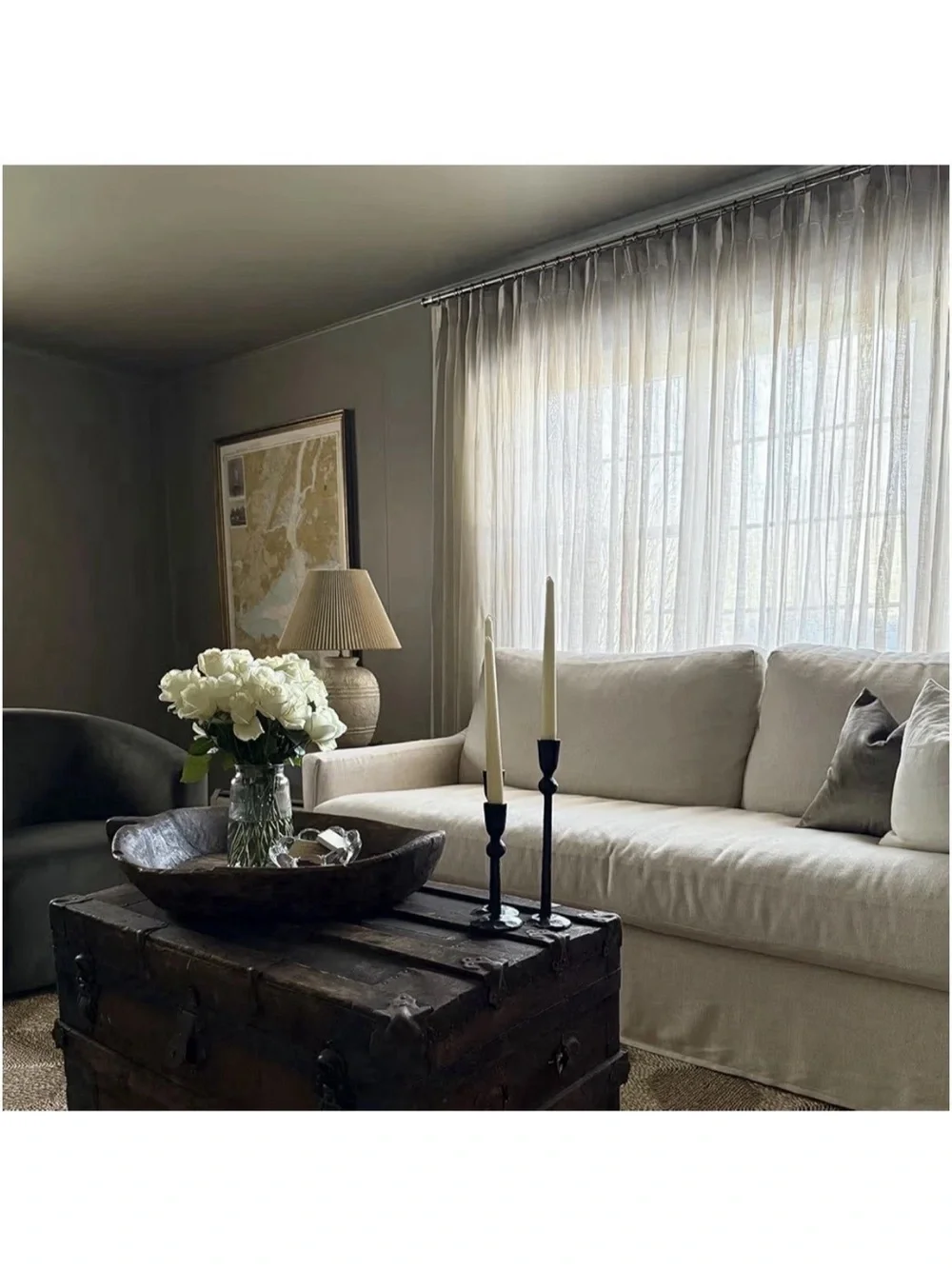 Twopages light brown faux linen curtains 72x96